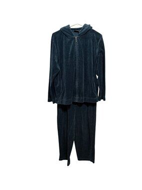 Bobbie Brooks Womens L 14-16 Velour Tracksuit Set With Hoodie & Drawstring Waist